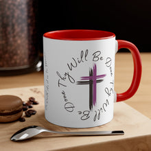Load image into Gallery viewer, Thy Will Be Done As It Is In Heaven Accent Ceramic Coffee Mug, 11oz Purple Cross, Multiple Color Mugs~