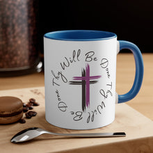 Load image into Gallery viewer, Thy Will Be Done Accent Ceramic Coffee Mug, 11oz Purple Cross, Multiple Color Mugs~