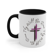 Load image into Gallery viewer, Thy Will Be Done As It Is In Heaven Accent Ceramic Coffee Mug, 11oz Purple Cross, Multiple Color Mugs~