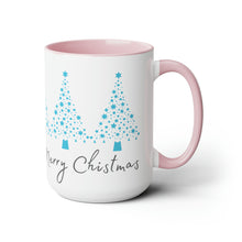 Load image into Gallery viewer, Merry Christmas, Blue Christmas Tree Mug, Two-Tone Glossy Mugs, 15oz ~ ~