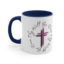 Load image into Gallery viewer, Thy Will Be Done Accent Ceramic Coffee Mug, 11oz Purple Cross, Multiple Color Mugs~