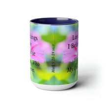 Load image into Gallery viewer, All Things Possible, I Believe, Help My Unbelief, Mark 9:23-24 NKJV, Faith, Pink Morning Glories, Two-Tone Glossy Mugs, 15oz ~ ~