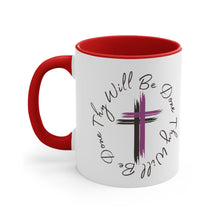 Load image into Gallery viewer, Thy Will Be Done As It Is In Heaven Accent Ceramic Coffee Mug, 11oz Purple Cross, Multiple Color Mugs~