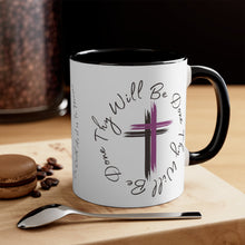 Load image into Gallery viewer, Thy Will Be Done As It Is In Heaven Accent Ceramic Black Coffee Mug, 11oz Purple Cross, Multiple Color Mugs~