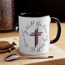 Load image into Gallery viewer, Thy Will Be Done Accent Ceramic Coffee Mug, 11oz Purple Cross, Multiple Color Mugs~