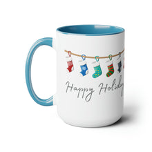 Load image into Gallery viewer, Happy Holiday Stockings Mug, Two-Tone Glossy Mugs, 15oz ~ ~