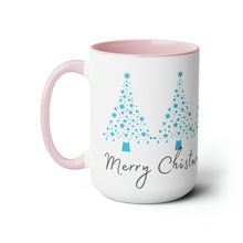 Load image into Gallery viewer, Merry Christmas, Blue Christmas Tree Mug, Two-Tone Glossy Mugs, 15oz ~ ~