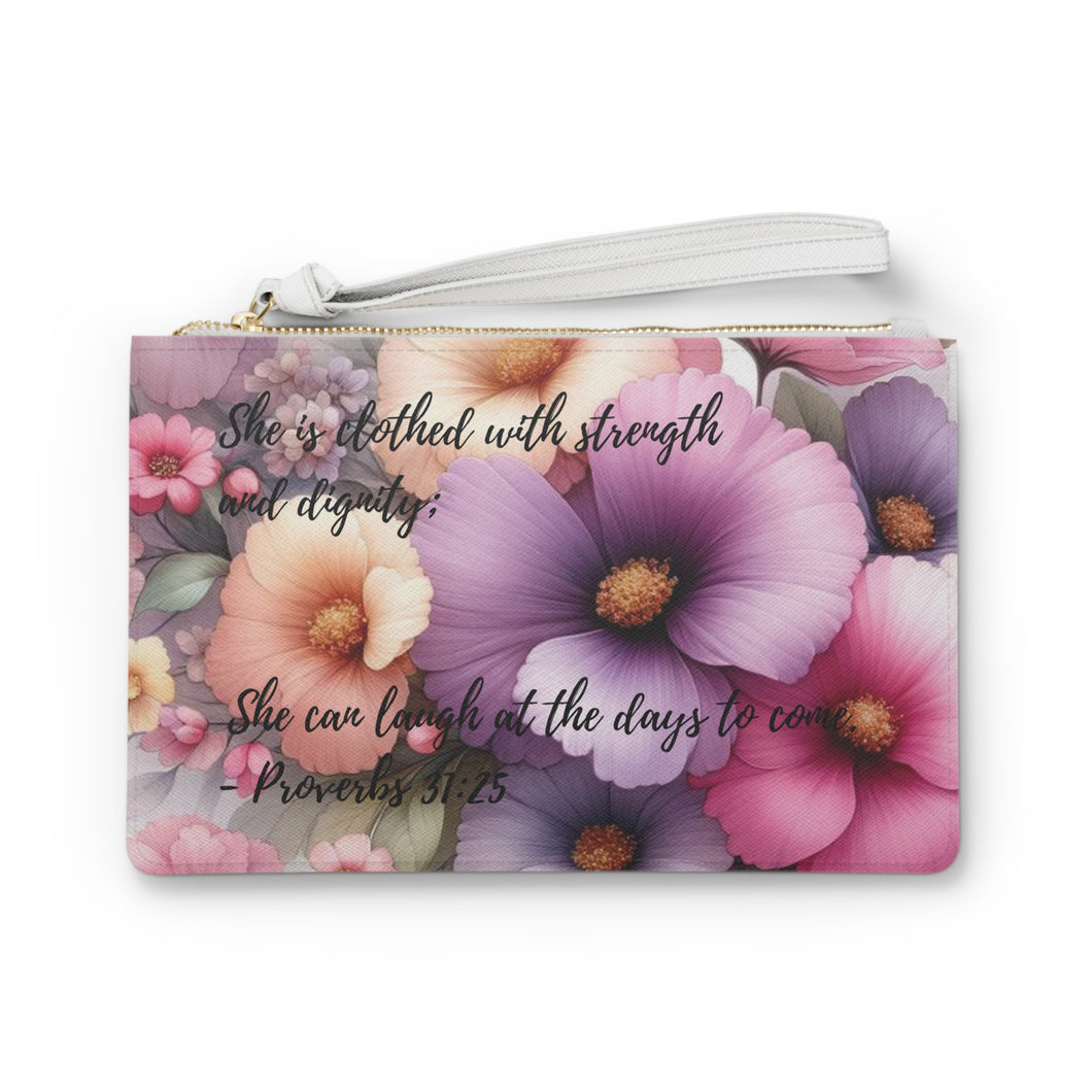 Proverbs 31:25 Clutch Bag, Strength and Dignity