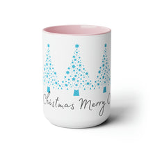 Load image into Gallery viewer, Merry Christmas, Blue Christmas Tree Mug, Two-Tone Glossy Mugs, 15oz ~ ~
