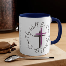 Load image into Gallery viewer, Thy Will Be Done As It Is In Heaven Accent Ceramic Coffee Mug, 11oz Purple Cross, Multiple Color Mugs~
