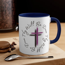 Load image into Gallery viewer, Thy Will Be Done Accent Ceramic Coffee Mug, 11oz Purple Cross, Multiple Color Mugs~
