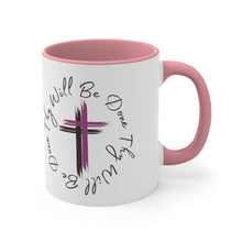 Load image into Gallery viewer, Thy Will Be Done Accent Ceramic Coffee Mug, 11oz Purple Cross, Multiple Color Mugs~
