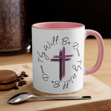 Load image into Gallery viewer, Thy Will Be Done Accent Ceramic Coffee Mug, 11oz Purple Cross, Multiple Color Mugs~
