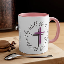 Load image into Gallery viewer, Thy Will Be Done As It Is In Heaven Accent Ceramic Coffee Mug, 11oz Purple Cross, Multiple Color Mugs~
