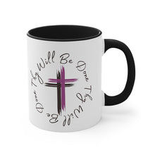 Load image into Gallery viewer, Thy Will Be Done As It Is In Heaven Accent Ceramic Black Coffee  Mug, 11oz Purple Cross, Multiple Color Mugs~
