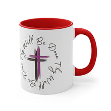 Load image into Gallery viewer, Thy Will Be Done Accent Ceramic Coffee Mug, 11oz Purple Cross, Multiple Color Mugs~
