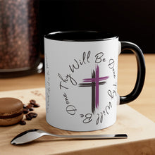 Load image into Gallery viewer, Thy Will Be Done As It Is In Heaven Accent Ceramic Coffee Mug, 11oz Purple Cross, Multiple Color Mugs~
