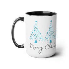 Load image into Gallery viewer, Merry Christmas, Blue Christmas Tree Mug, Two-Tone Glossy Mugs, 15oz ~ ~
