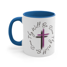 Load image into Gallery viewer, Thy Will Be Done As It Is In Heaven Accent Ceramic Coffee Mug, 11oz Purple Cross, Multiple Color Mugs~
