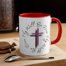 Load image into Gallery viewer, Thy Will Be Done Accent Ceramic Coffee Mug, 11oz Purple Cross, Multiple Color Mugs~
