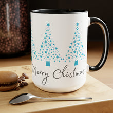 Load image into Gallery viewer, Merry Christmas, Blue Christmas Tree Mug, Two-Tone Glossy Mugs, 15oz ~ ~
